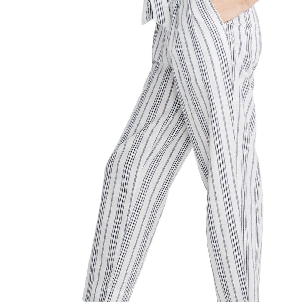 Madewell White Striped Ankle Crop Pants